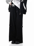 Pants Black Star Design Straight-Leg Stripe Applique with Drawstring