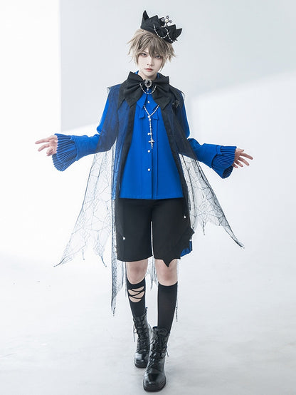 Lolita Straight-leg and Ouji Cuffs Shorts Blue Black Fashion