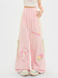 Entzückende Bärendruck Rosa Version Weites Bein Freizeithose Lang/Kurz