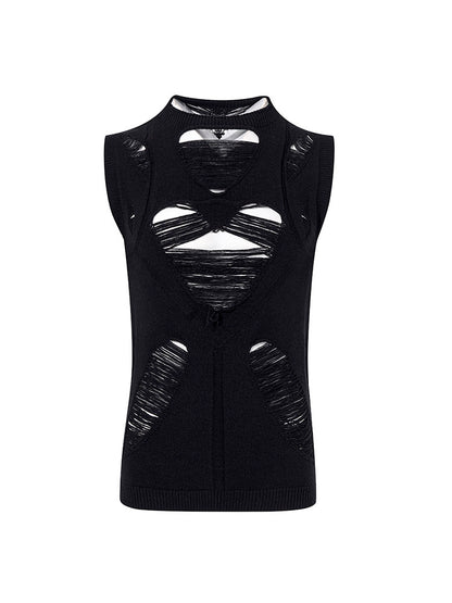 for with Vest Black Cutout Detail Men Sleeveless