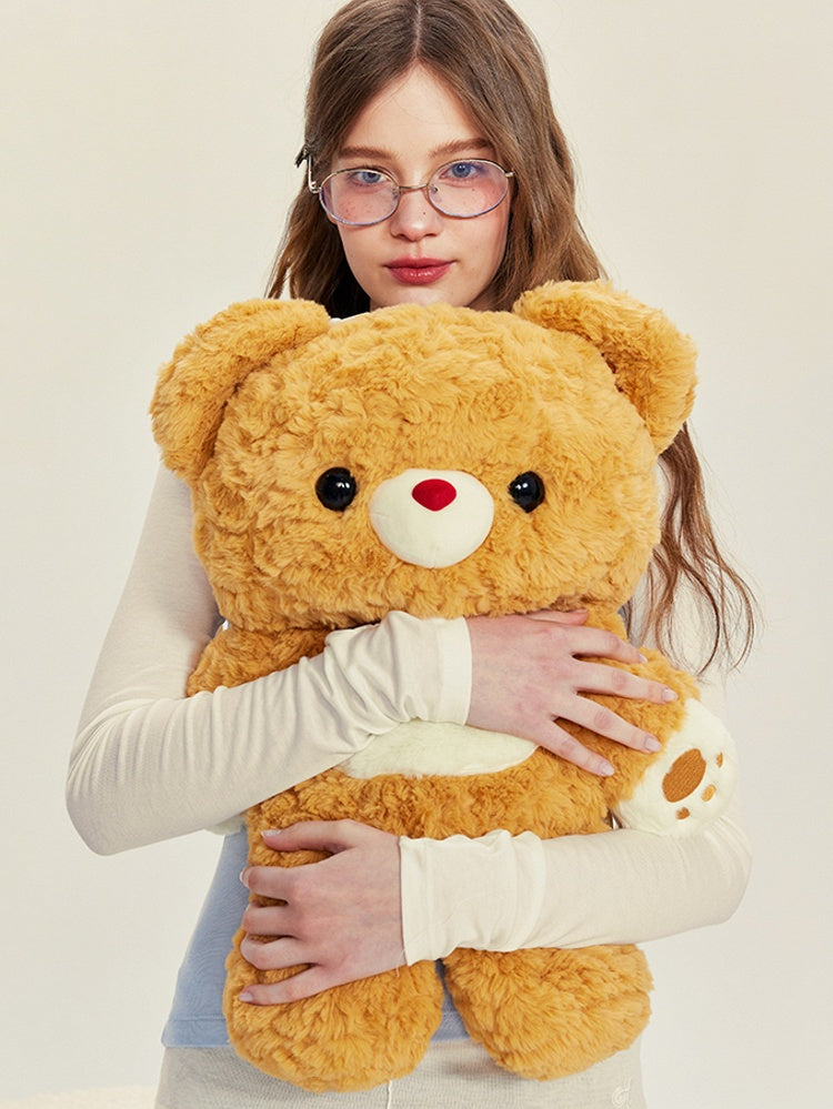 Detachable Straps Bear Plush Yellow Backpack Shoulder Size Middle/Large