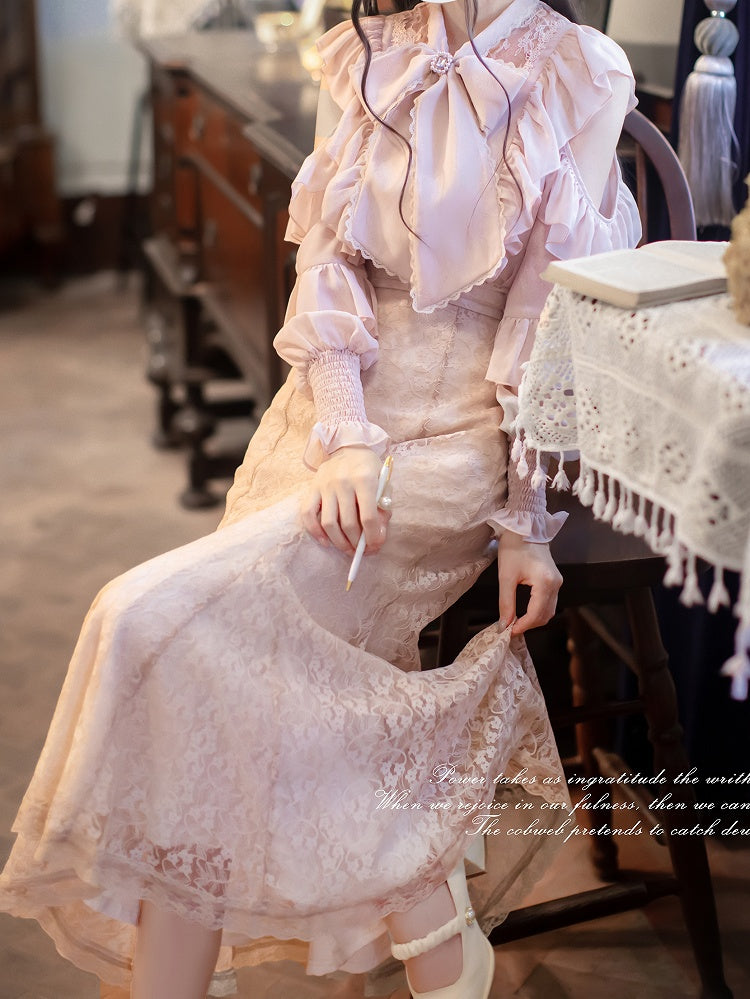 Waist Kei Mermaid with Pure Elegant Sakura Skirt: High Silhouette Clean Pink Jirai