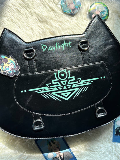 Glow-in-the-dark Luminous Cyberpunk Cat Ita Bag Black Green - Daylight