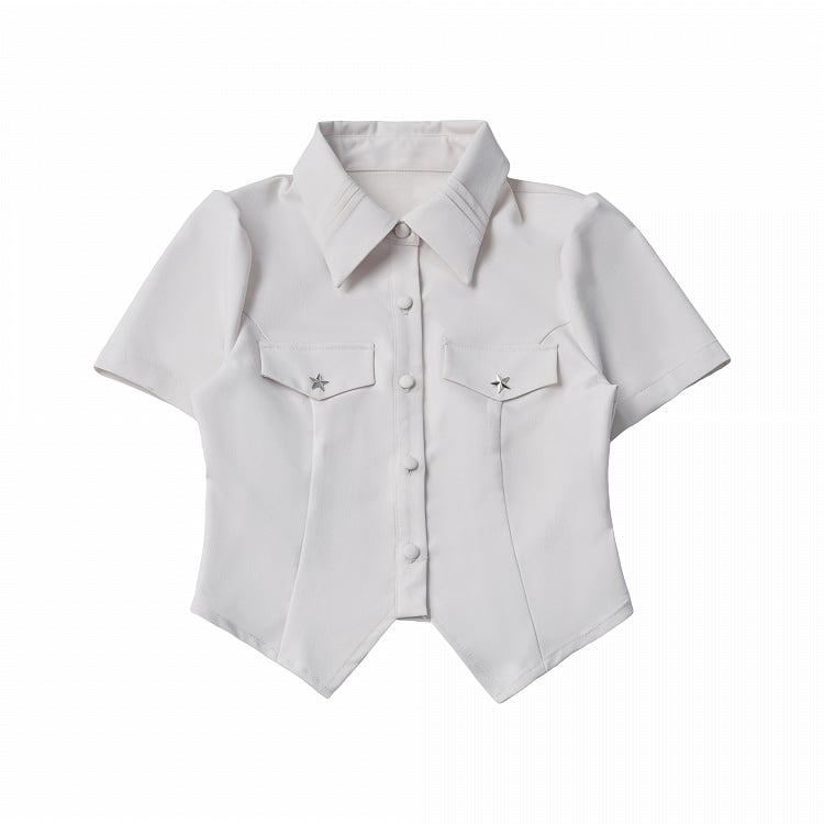 Beige Fitted Short Sleeve Shirt - PINK SAVIOR