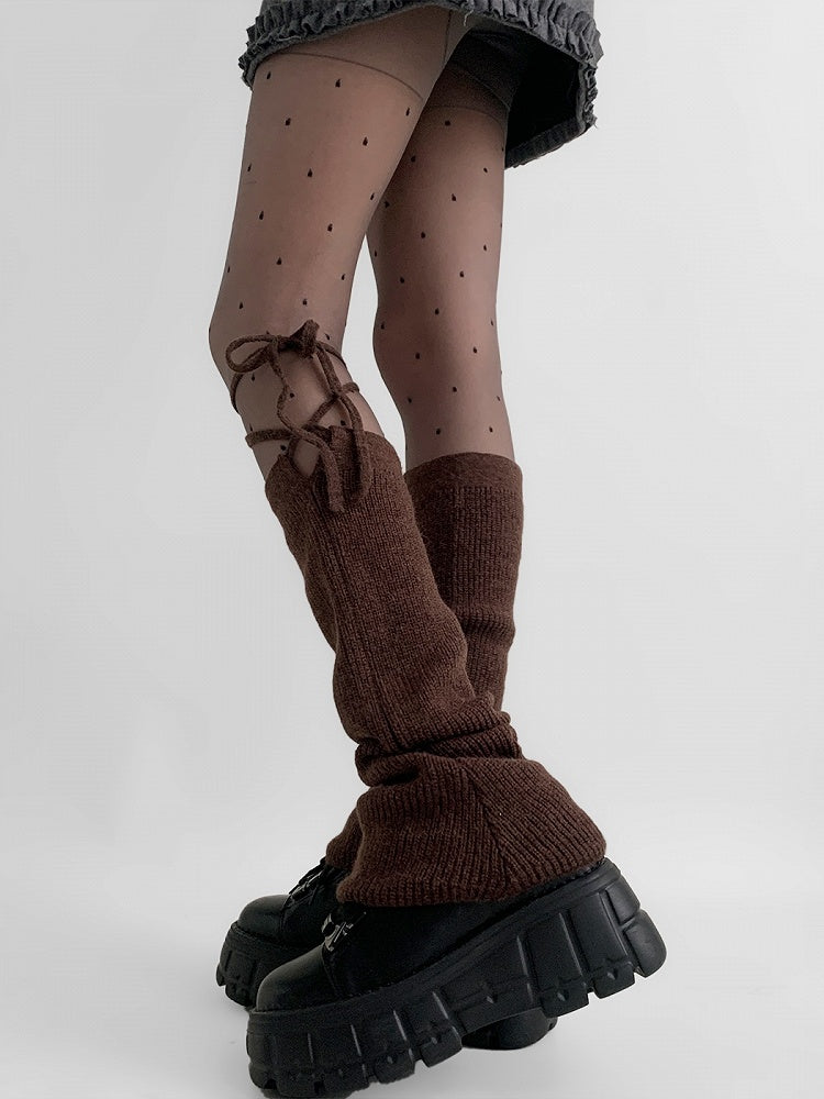 Straps Red/Gray/Coffee JK Leg Flared Warmers Design Bow