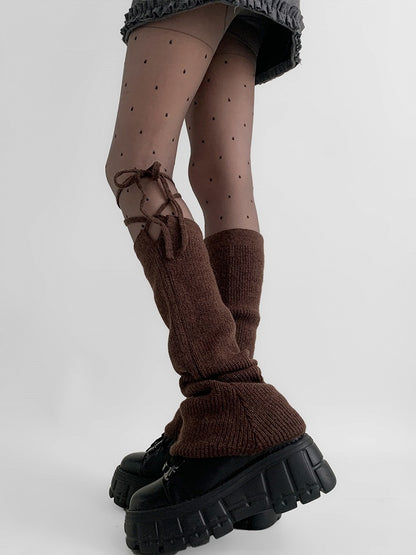 Straps Red/Gray/Coffee JK Leg Flared Warmers Design Bow