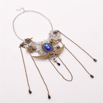 スチームパンク ギア クロック ウィング ネックレス