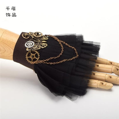 スチームパンク ロリータ バタフライギア ブラック リストカフ