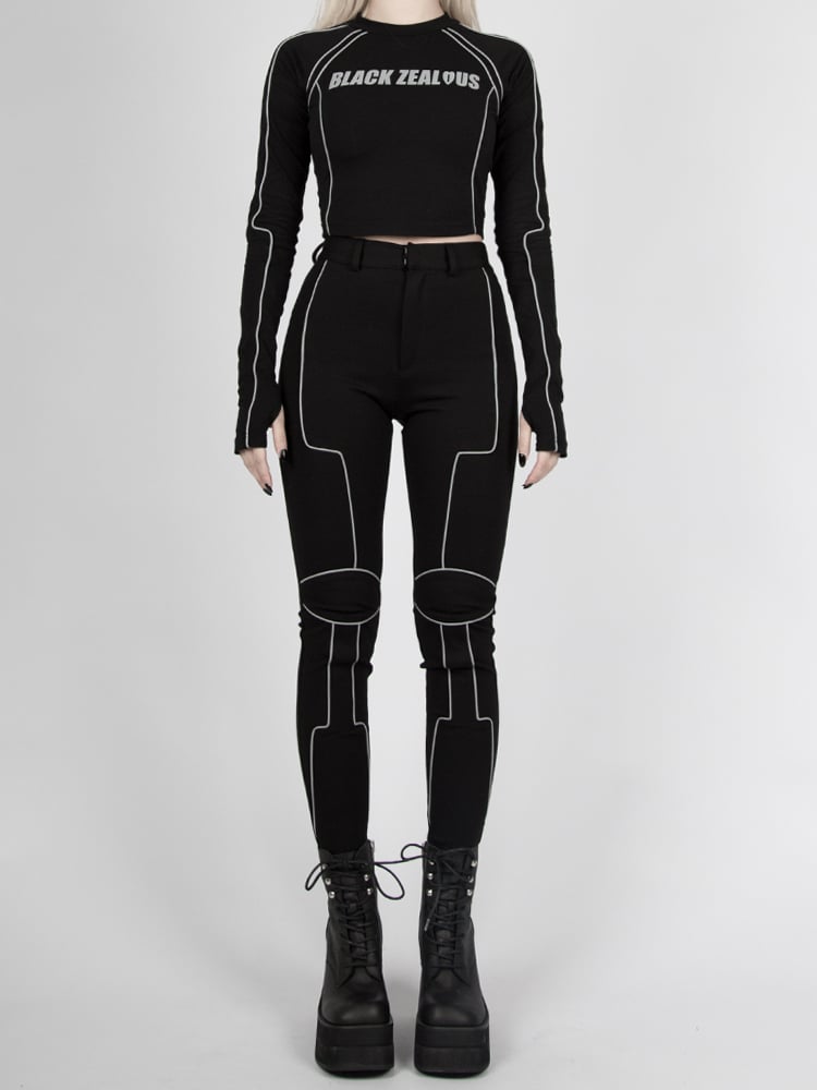 Hose High Reflective Bikecore Futuristische Taille Cyberpunk