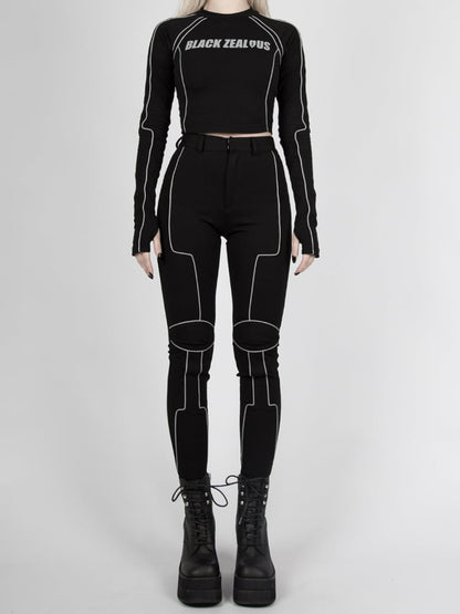 Pants High Reflective Bikecore Futuristic Waist Cyberpunk