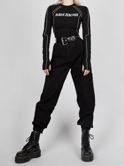 Cropped Cyberpunk Top Reflective Long Sleeves Futuristic