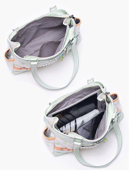 Detachable And Card Green White Ita with Accents Holder Large Strap Clover-Themed Bag Capacity Tote