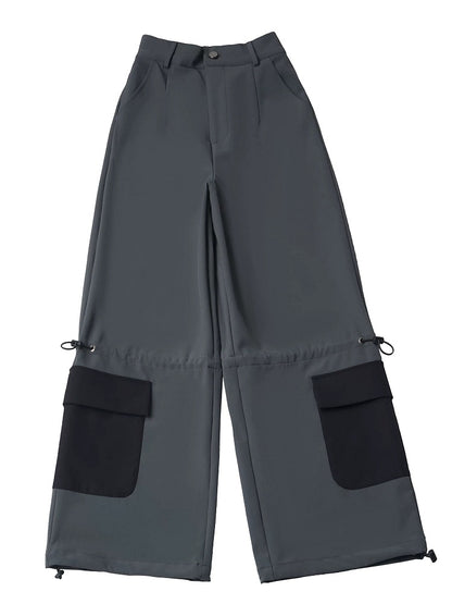 Gray Straight-Leg Cargo Trousers - PINK SAVIOR
