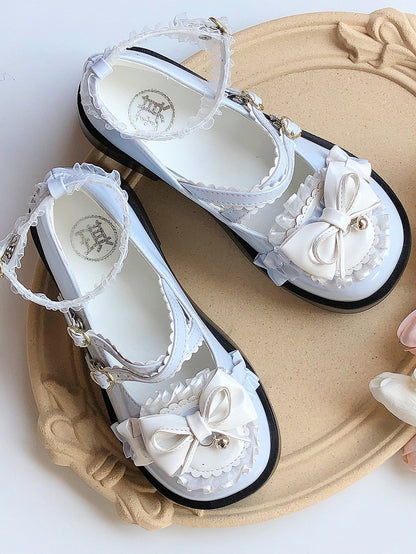 Lolita Baby Top Blue Platform Bow Sweet at Crisscross Buckle in Mary Straps Janes -