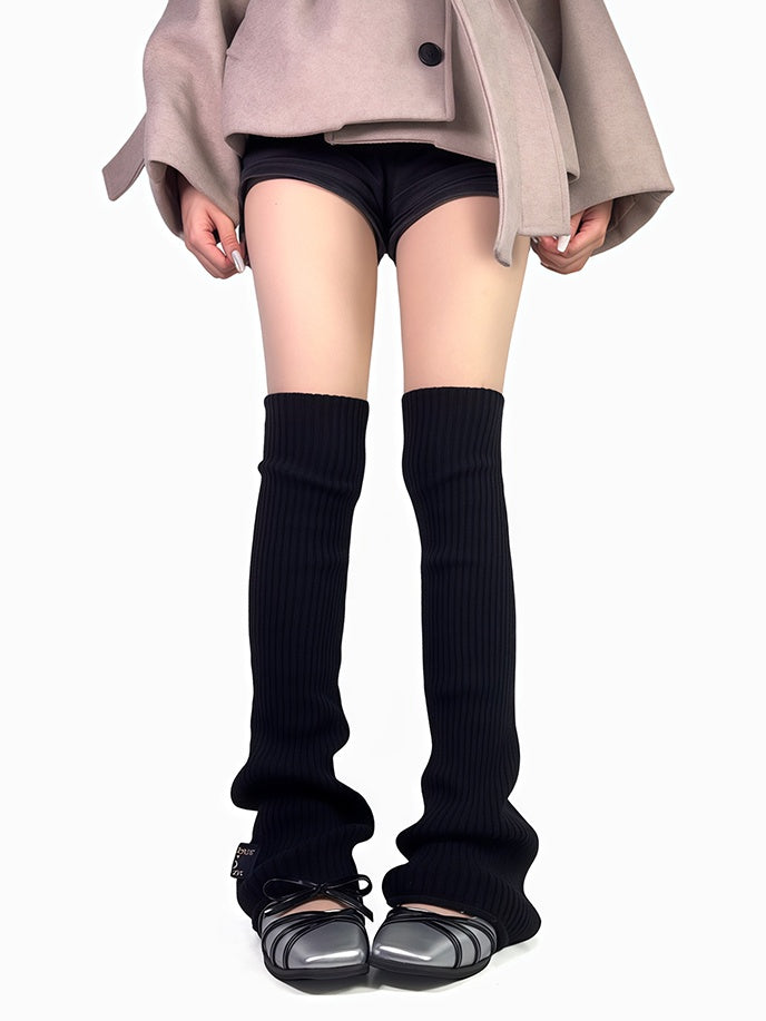 オフホワイト/グレー/ブラック ニット オーバーニー レッグウォーマー LW059