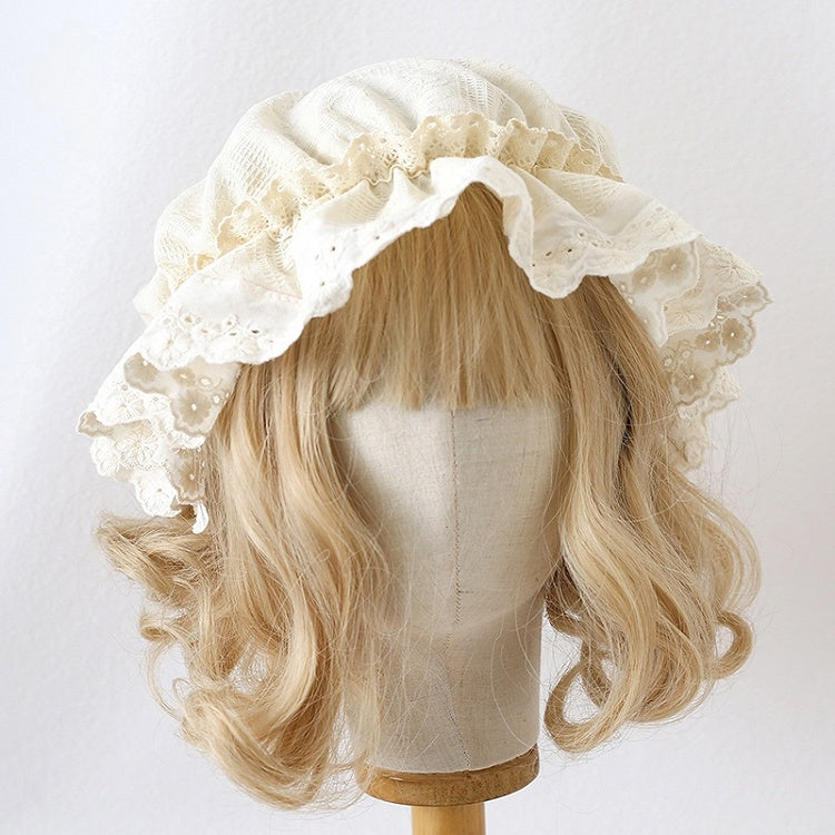 Cute Lace-Trimmed Beige Hat Lolita Baby