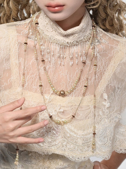 Goth Beaded Romantic Necklace Layered