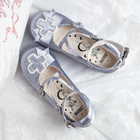 Straps Silver Buckle with Shoes Platform Balletcore Satin Gothic Heel Elegance 6cm Criss-cross Chunky