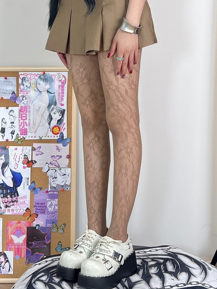 Y2K Hollow-out Design Brown/Black Tights