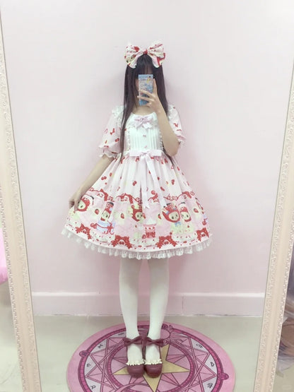 Sweet Lolita KC Pinke Spitzenborte mit großer Schleife