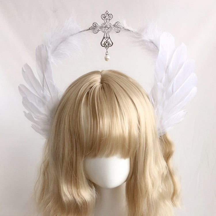 KC Colors Halo Metal Details Feather with Cross Gold/Silver