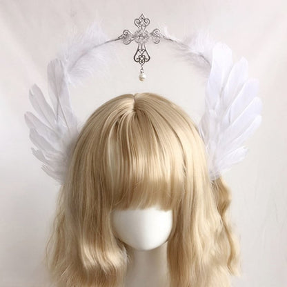 KC Colors Halo Metal Details Feather with Cross Gold/Silver
