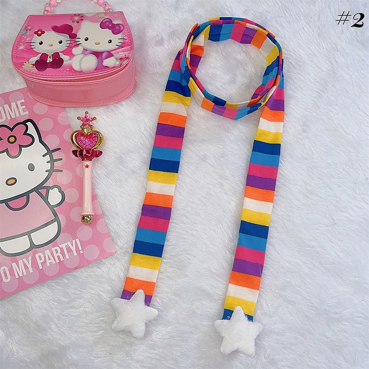 Y2K Plush Star Striped Scarf