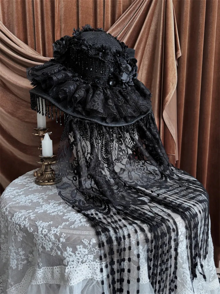 Black Gorgeous Dark Gothic Lolita Hat