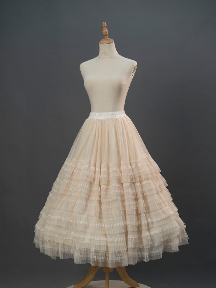 Beigefarbener 90 cm Petticoat mit elastischer Taille