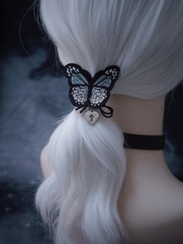 Black Butterfly Embroidery Hair Tie - Strange Sugar