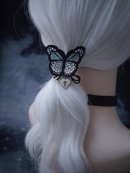 Black Butterfly Embroidery Hair Tie - Strange Sugar