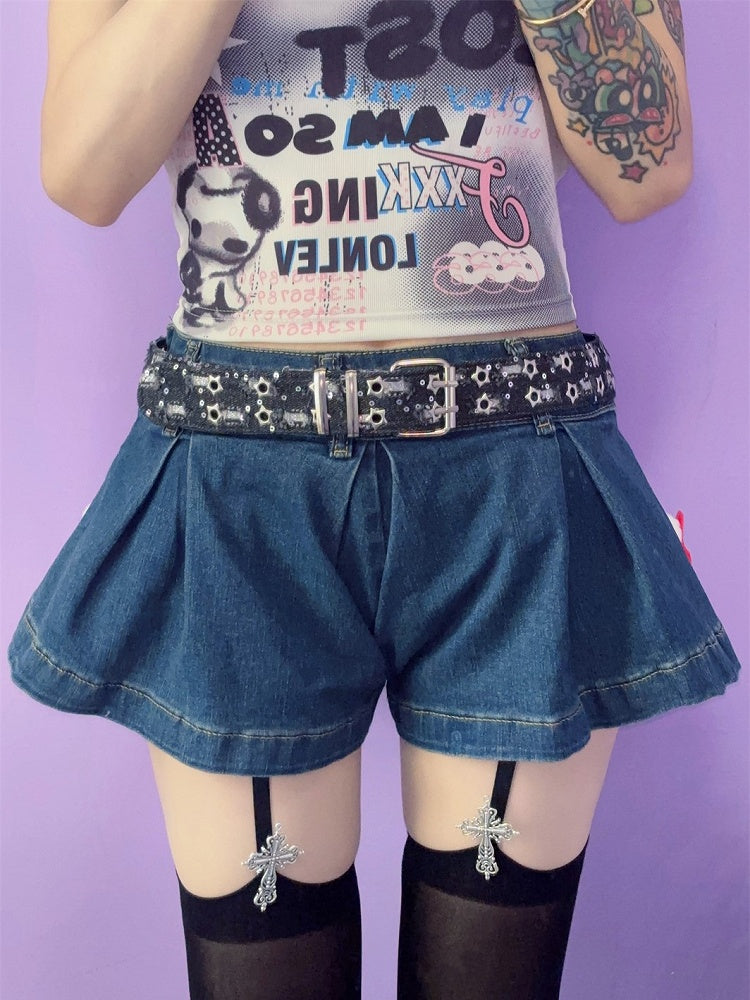 with – Buckles Twin Colors Waist Belt Glitter Punk Stud 7