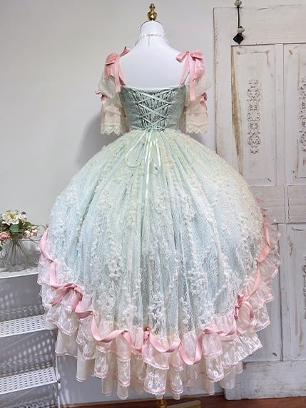 Corset Pink Skirt Hanayome and Waist Dress Layered Green High-low Lolita with