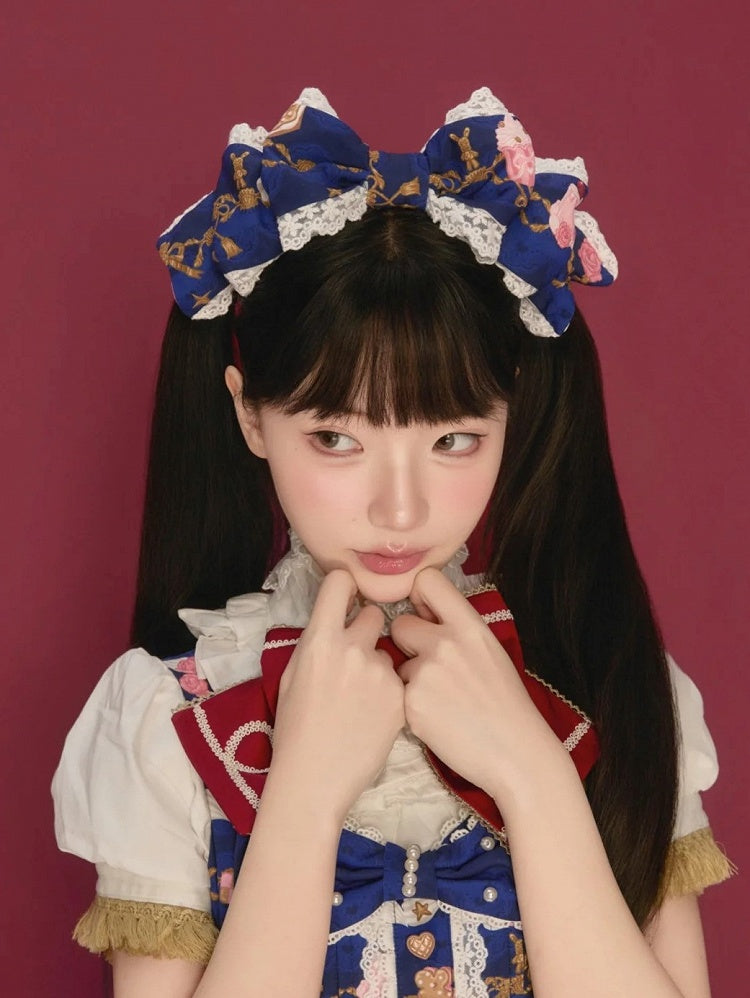 Bow KC Lolita Lace Large Red/Beige/Dark Sweet with Blue Details