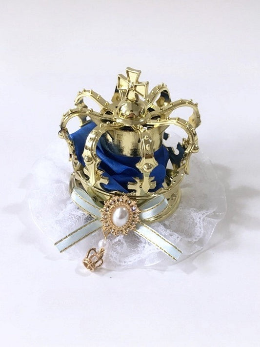 Bow Bead 5 Headpiece with Based Crown Golden – Color Lace Lolita Accents and White Options