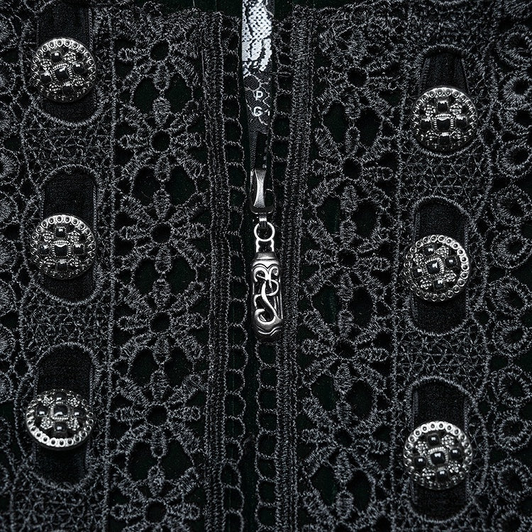 Goth Symmetric Gorgeous Green Coat Black