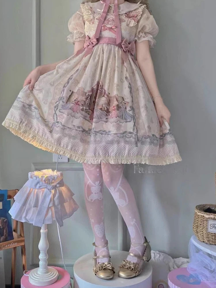White Teddy Style Colors: Pattern Sheer Stockings (2 Lolita Bear