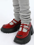 Mary Chunky Red Platform - T-Bar Janes Vamp with Black Buckle Sole
