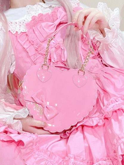 Barbie Design Leather Heart-shaped - Bag Pink 2-Way PU Lolita in Sweet