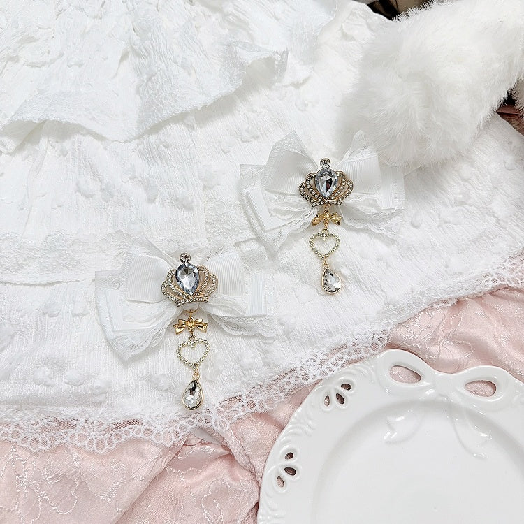Rhinestone Clip 11 Crown Colors Kei Hair Bow Jirai