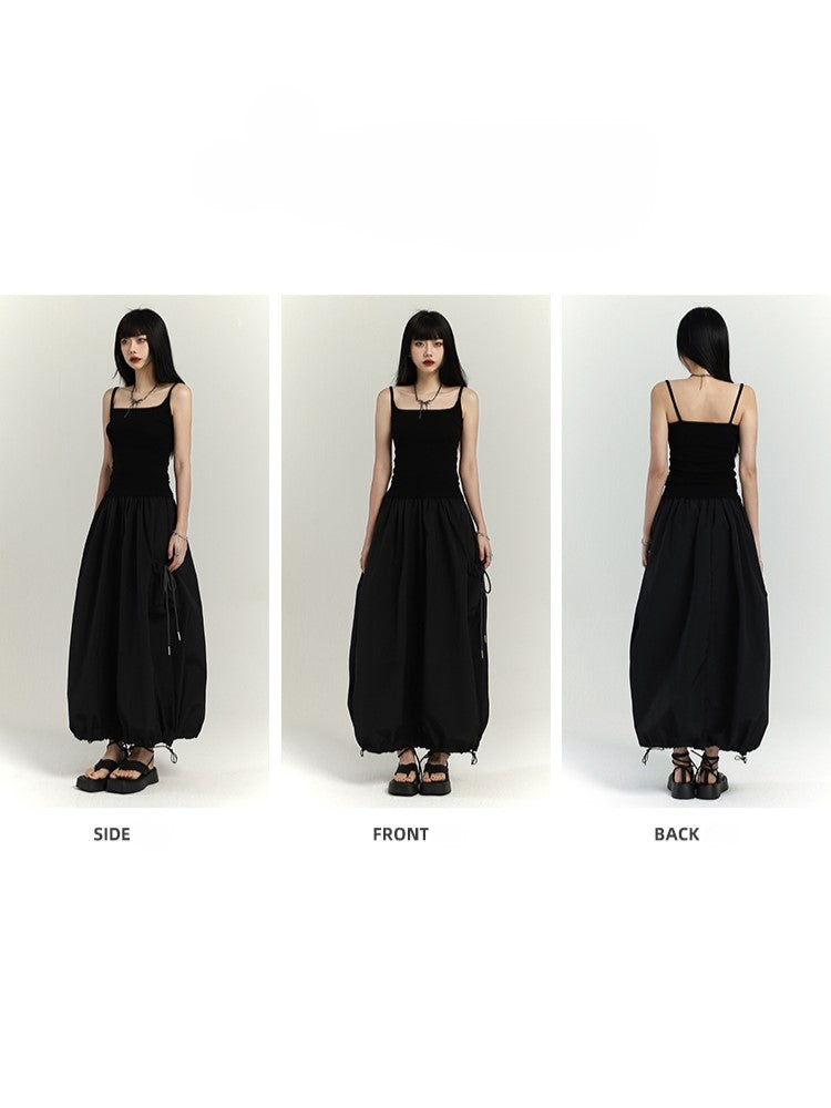 Waist-Length Black Slim-fitting Tank Punk Top