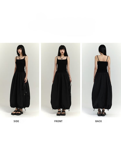 Waist-Length Black Slim-fitting Tank Punk Top