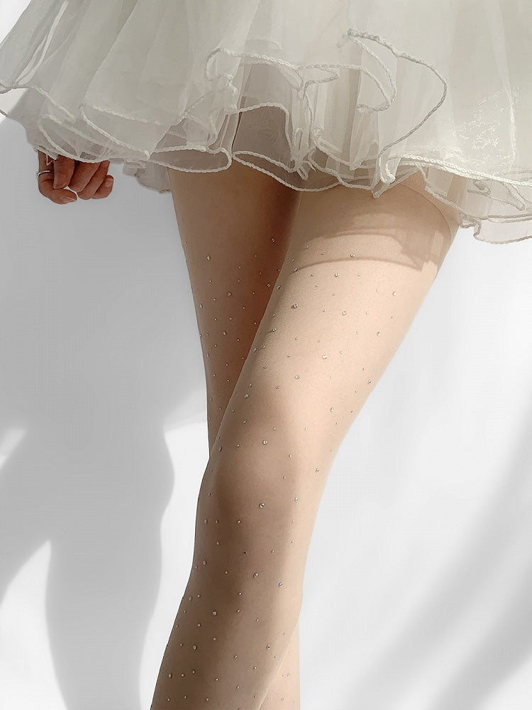White Rhinestone Tights WhiteBlack/All Decorated