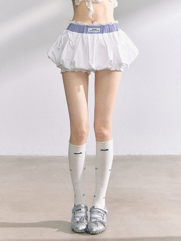 ダークグレー/ホワイト ミニバブルスカート