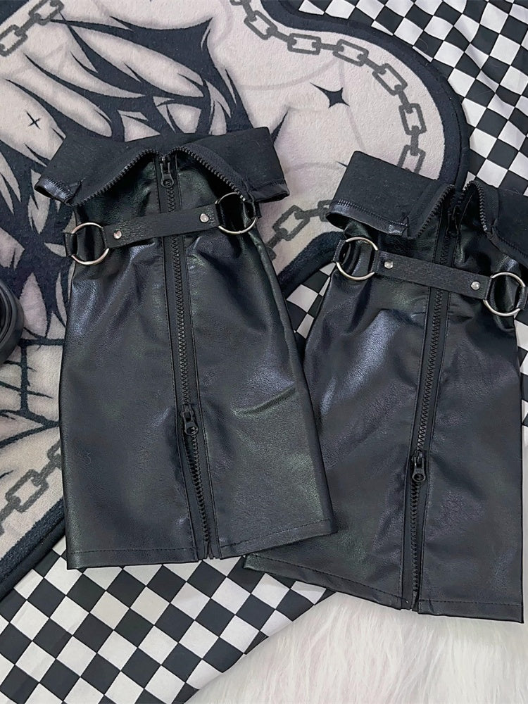 Schwarze Beinwärmer mit Punk-Reißverschluss