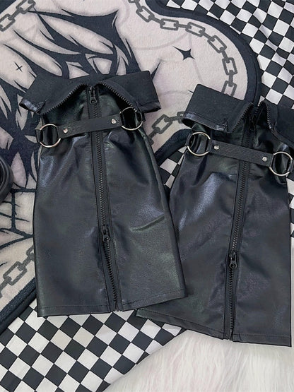 Schwarze Beinwärmer mit Punk-Reißverschluss