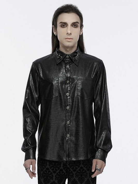 Black Scale Shirt Goth Men's Dragon