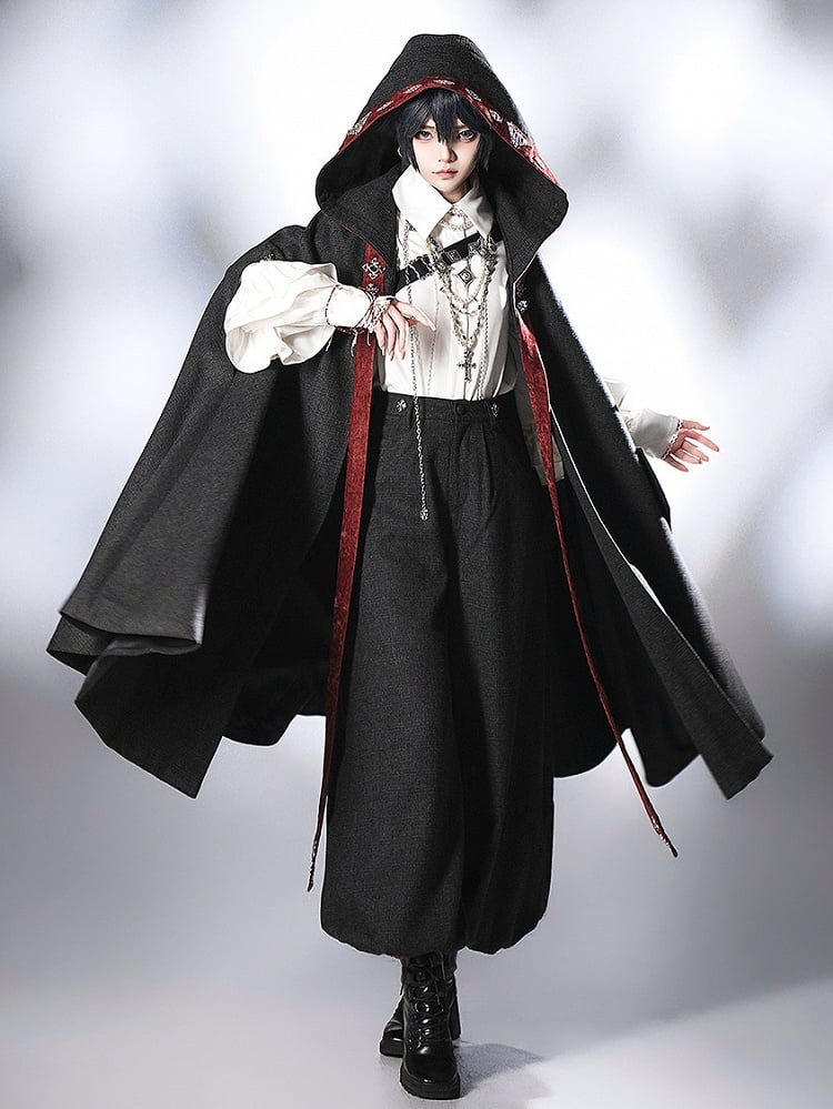 Schwarze Ouji Lolita Knickerbocker mit roten Bündchen