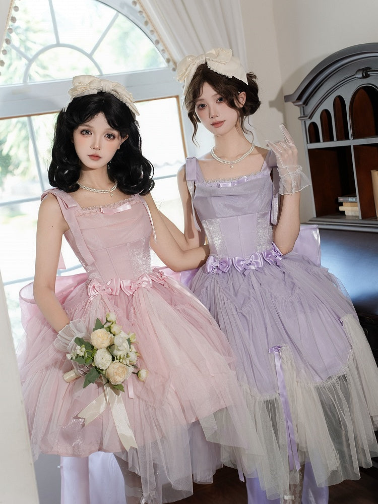 Halskette Rosa Perlen Strass Lila /