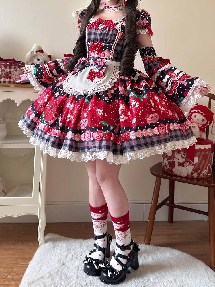 cuffs - Print Black Bell Wrist Strawberry / Sleeves Clearance